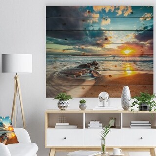 Designart 'Beautiful Cloudscape over the Sea' Modern Beach Print on ...