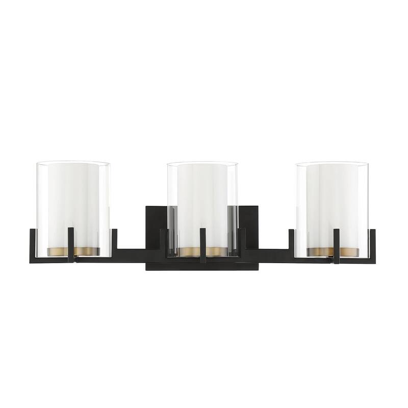 Eaton 3-Light Bathroom Vanity Light in Matte Black with Warm Brass Accents - Matte Black with Warm Brass Accents