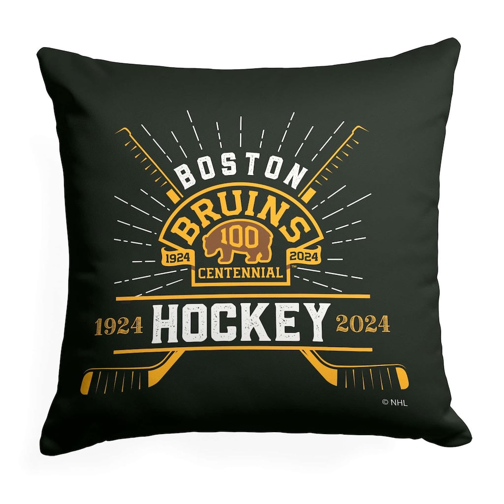 NHL Boston Bruins 100th Anniversary Fanatic 18 Inch Throw Pillow