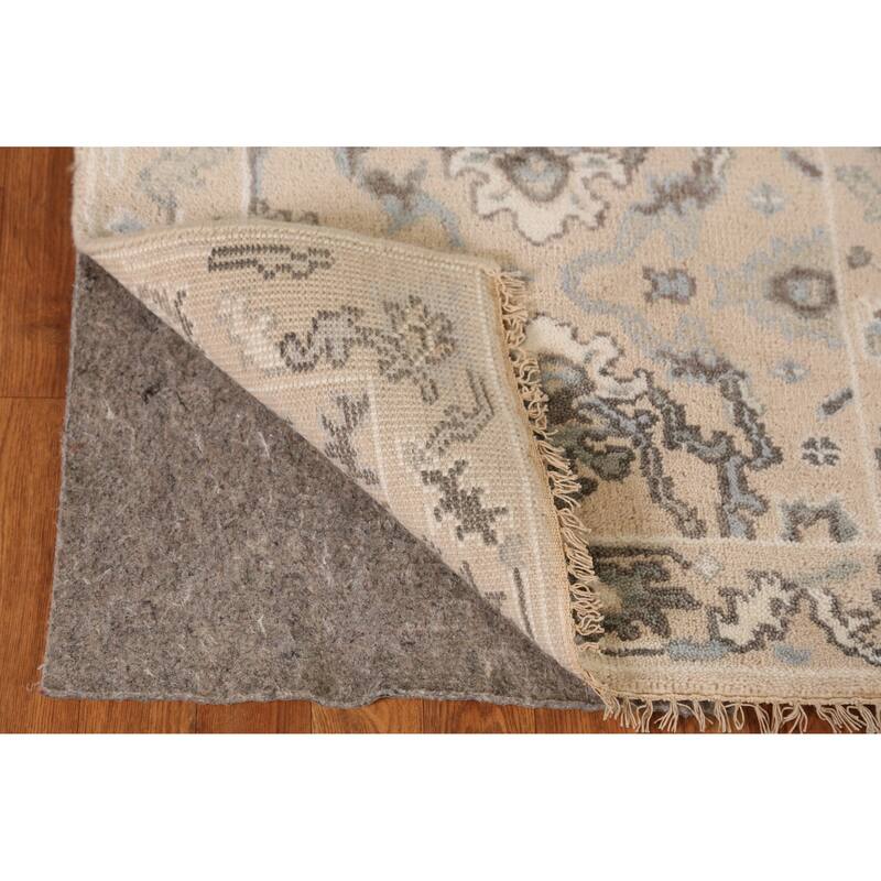 Earth Tone Oushak Indian Runner Rug Hand-Knotted Wool Carpet - 2'6" x 7'11"