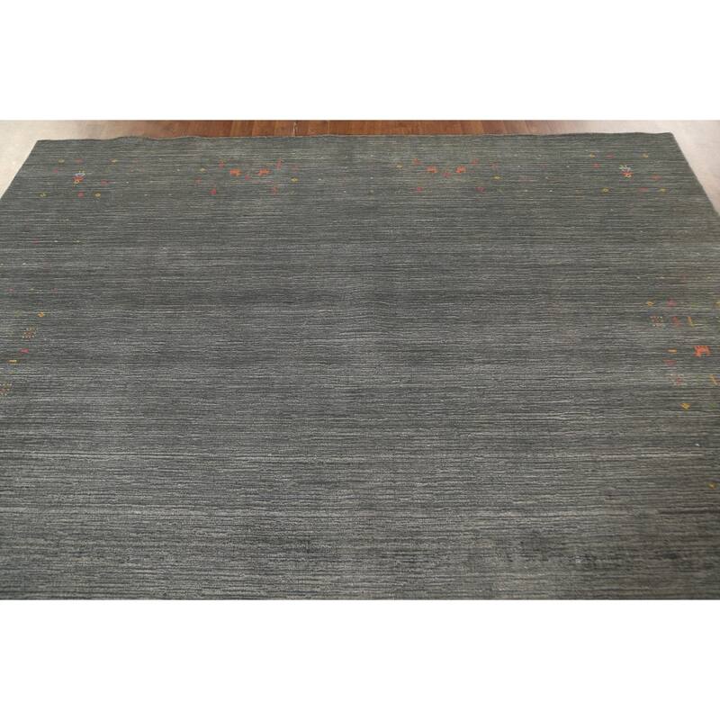 Gray & Green Gabbeh Oriental Area Rug Handmade Wool Carpet - 7'9"x 9'9"