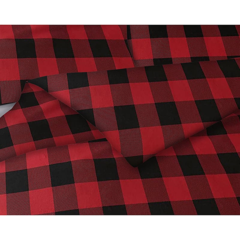 Bibb Home 3-Piece Flannel Duvet Cover Set (Insert Excluded) - Red Check - King