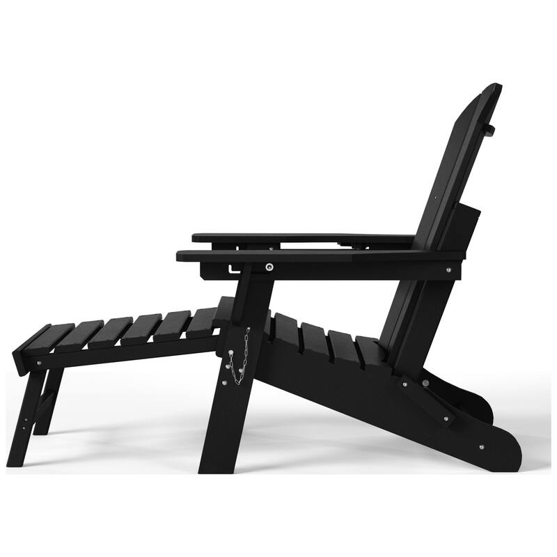 Laguna Outdoor Folding Adjustable Adirondack Chair with Hideaway Ottoman & Round Side Table