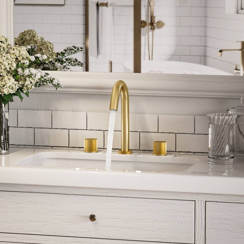 Deck Mounted 8 Inch Widespread Double-Handle Bathroom Faucet