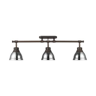 Yep by Golden Lighting Duncan 3-light Semi-Flush Mount in Rubbed Bronze and Chrome shade - Rubbed Bronze - 3-Light Semi-flush