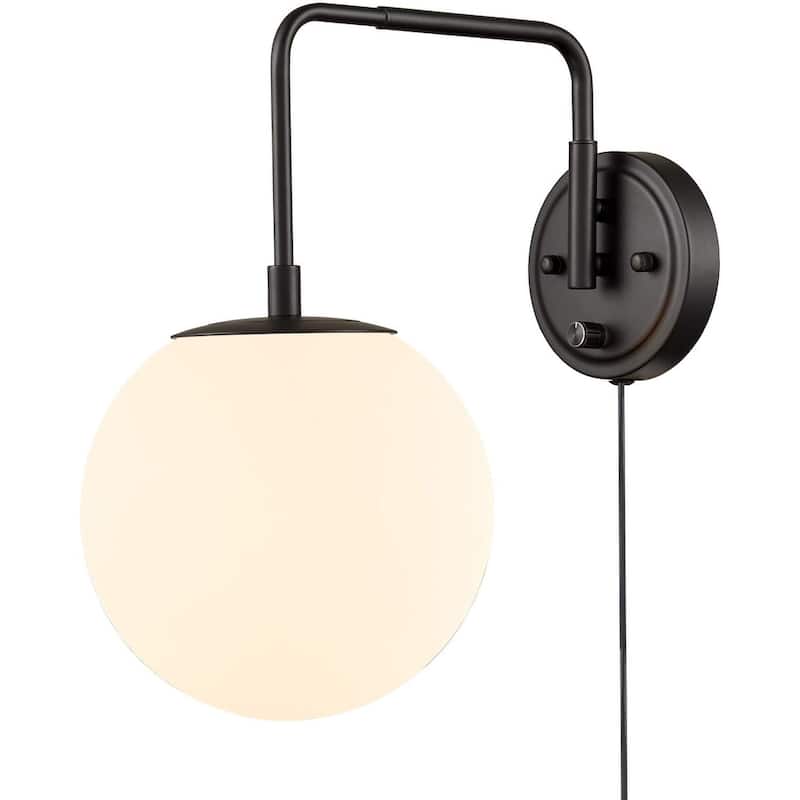 Sifnos Wall Sconce Opal Globe Glass Modern Wall Sconce Plug-in & Hardwired