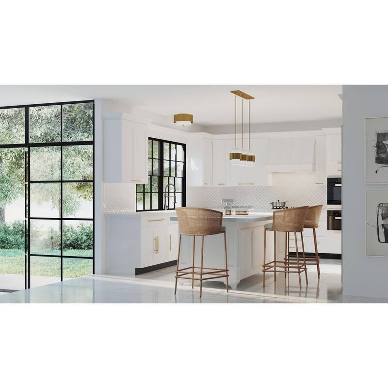 Silva Collection Two-Light Brushed Bronze White Linen Shade 14" Flush Mount - 14 in x 14 in x 7.87 in