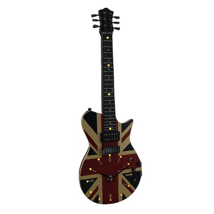 Stringing Time Union Jack British Flag 16 LED Electric Guitar Wall Clock 21 In. - 21.5 X 7.25 X 2 inches