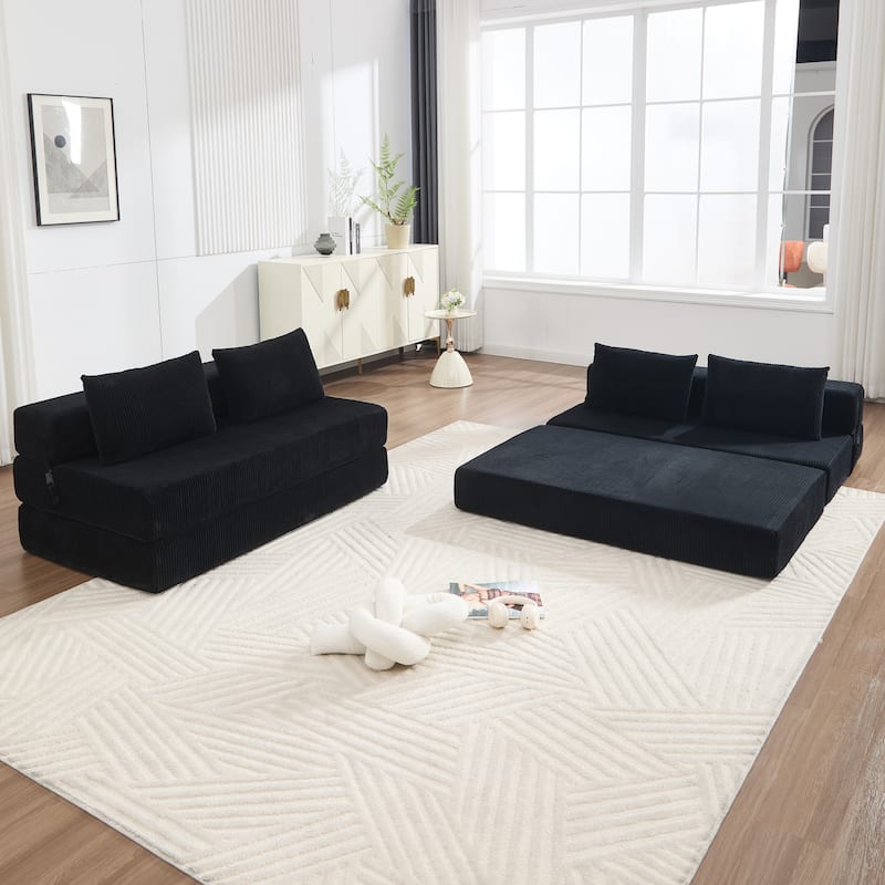 Rossetta Contemporary Square Space-Adaptive Foldable Design Corduroy Lasting Comfort Sofa, Easy to Assembly and Store
