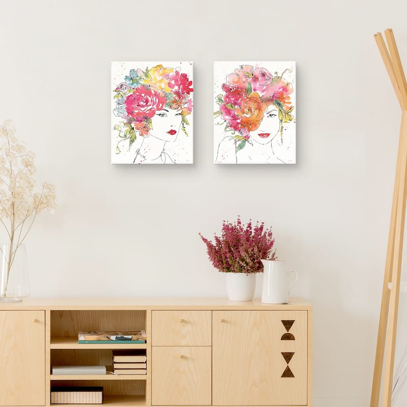 Floral Figures I-IV by Anne Tavoletti Canvas Art Prints
