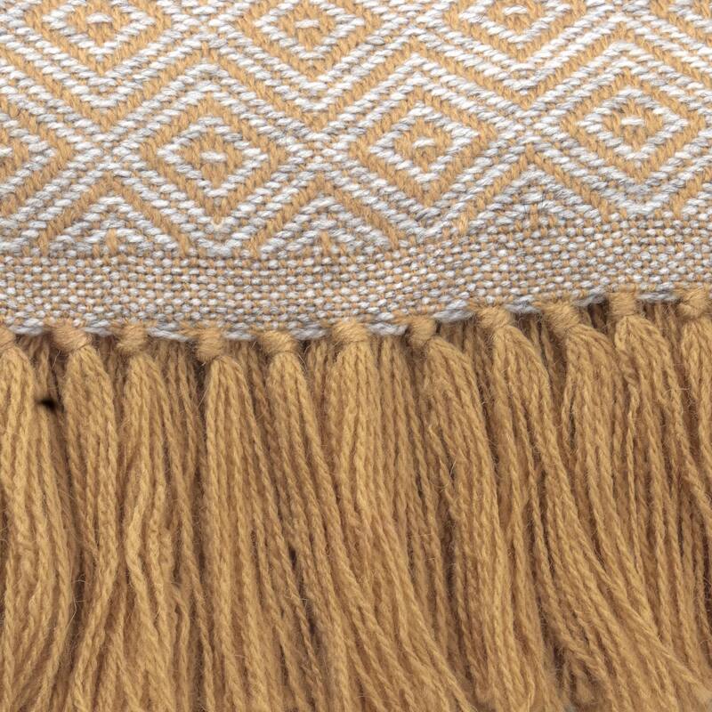 Novica Handmade Peruvian Caramel Diamonds Throw Blanket