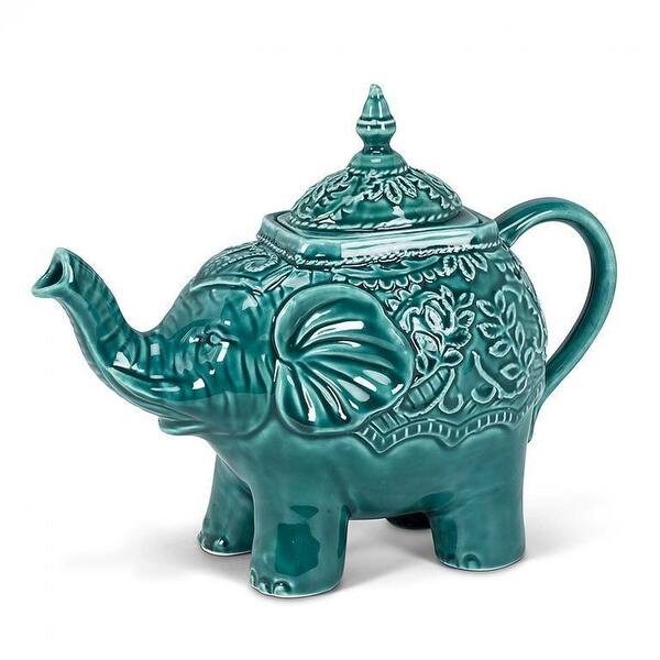 Ornate Teal Color Elephant Teapot - Bed Bath & Beyond - 40036701