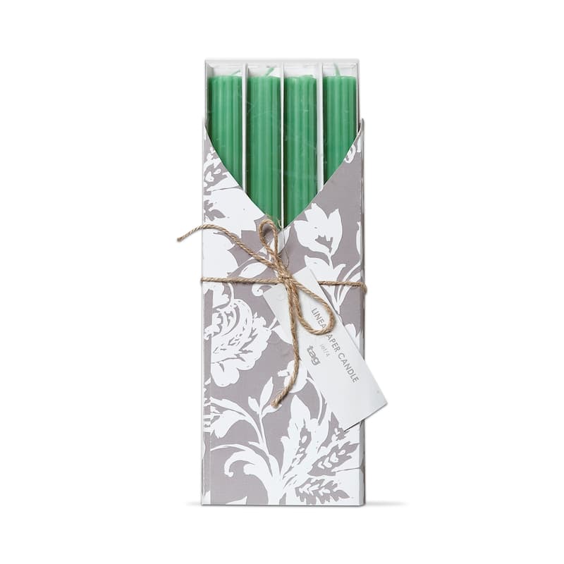 10 inch Linea Paraffin Wax Taper Candle Set Of 4 Green Unscented Burn Time 8 Hours