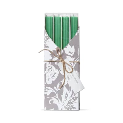 10 inch Linea Paraffin Wax Taper Candle Set Of 4 Green Unscented Burn Time 8 Hours