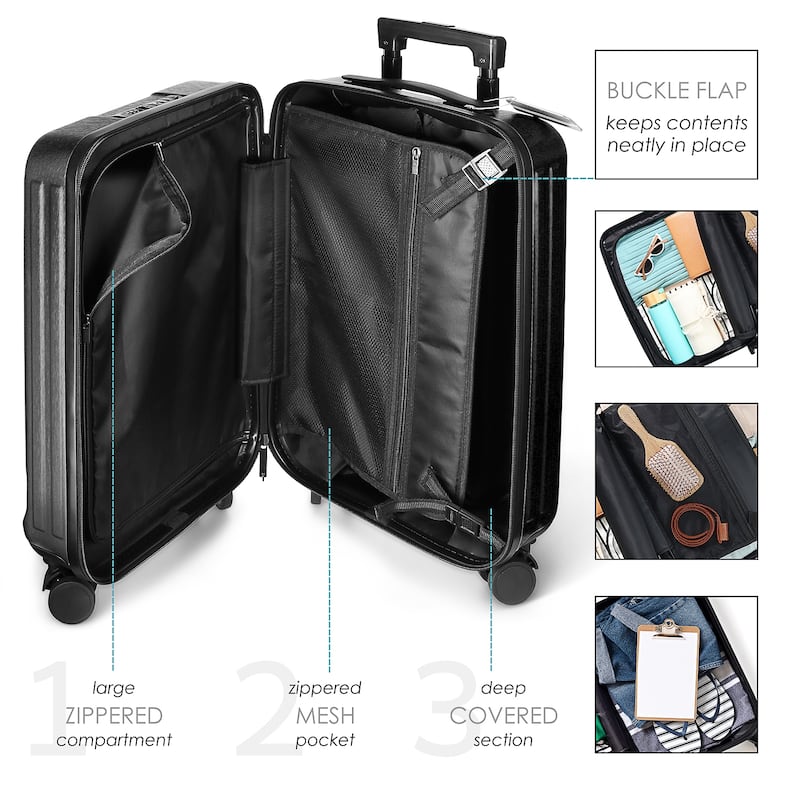 Empyrean Airline Approved Durable Carry-On Luggage 22x14x9 - Lightweight Carry On Suitcase Set with Small Cosmetic Case
