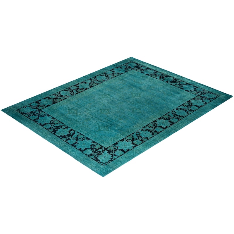 Overdyed, One-of-a-Kind Hand-Knotted Area Rug - Blue - 8' 2" x 10' 5"