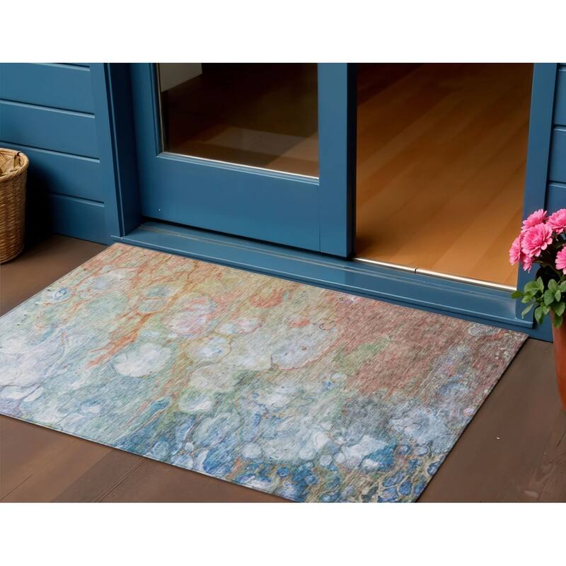 HomeRoots Abstract Transitional Rectangle Outdoor Rug - 3' x 5'