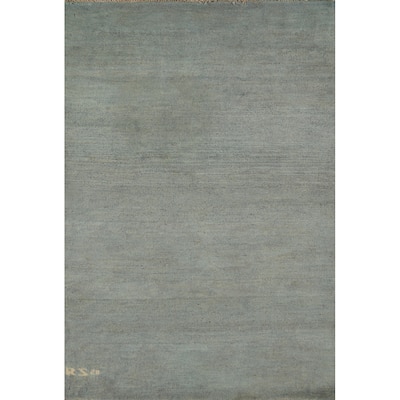 Blue Modern Gabbeh Oriental Foyer Rug Hand-Knotted Wool Carpet - 3'4"x 4'10"