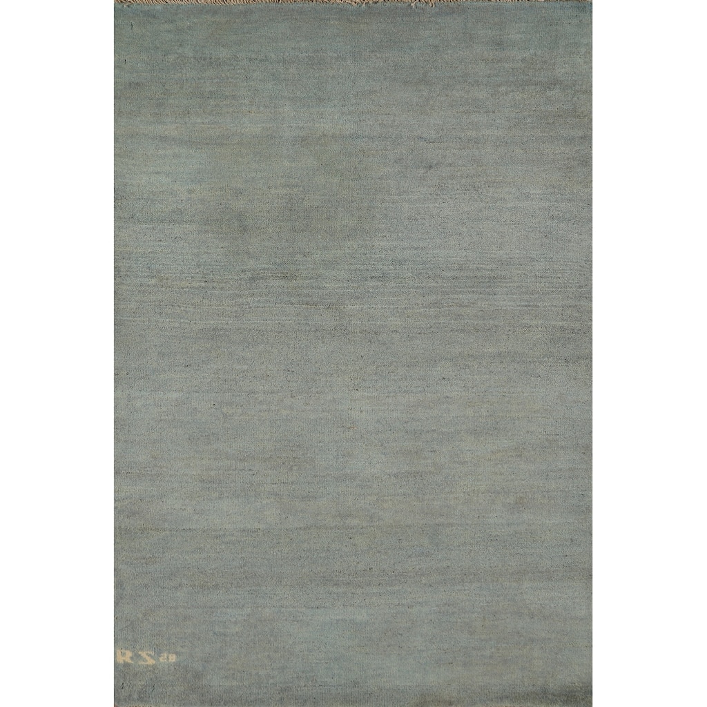 Blue Modern Gabbeh Oriental Foyer Rug Hand-Knotted Wool Carpet - 3'4"x 4'10"