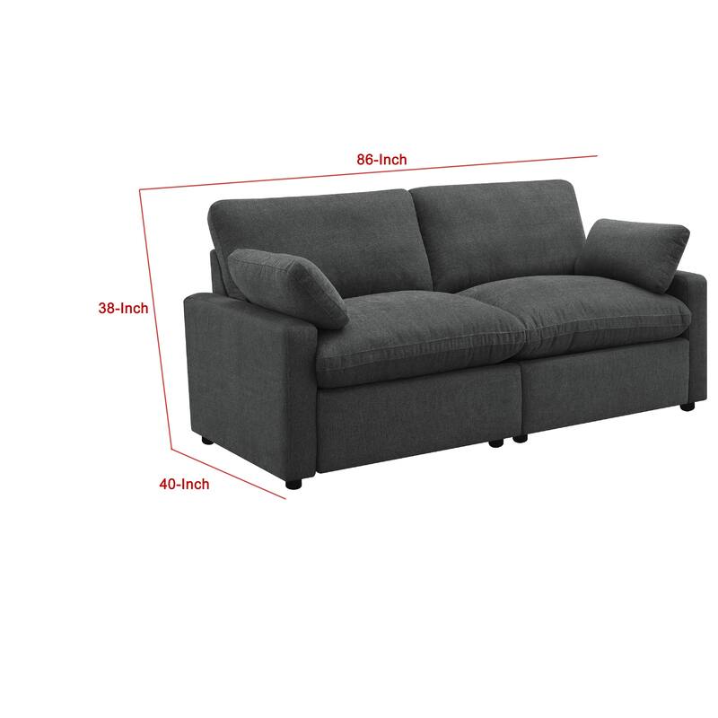 Biny Modular Power Reclining Loveseat, 2 Pillows, Dark Gray, 86 Inch