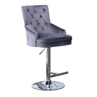 Home Beyond Adjustable Swivel Bar Stool Kitchen Chair Velvet Counter Barstool with Footrest
