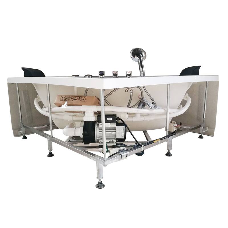 EAGO AM200 5-foot Rounded Modern Double-seat Corner Whirlpool Bathtub