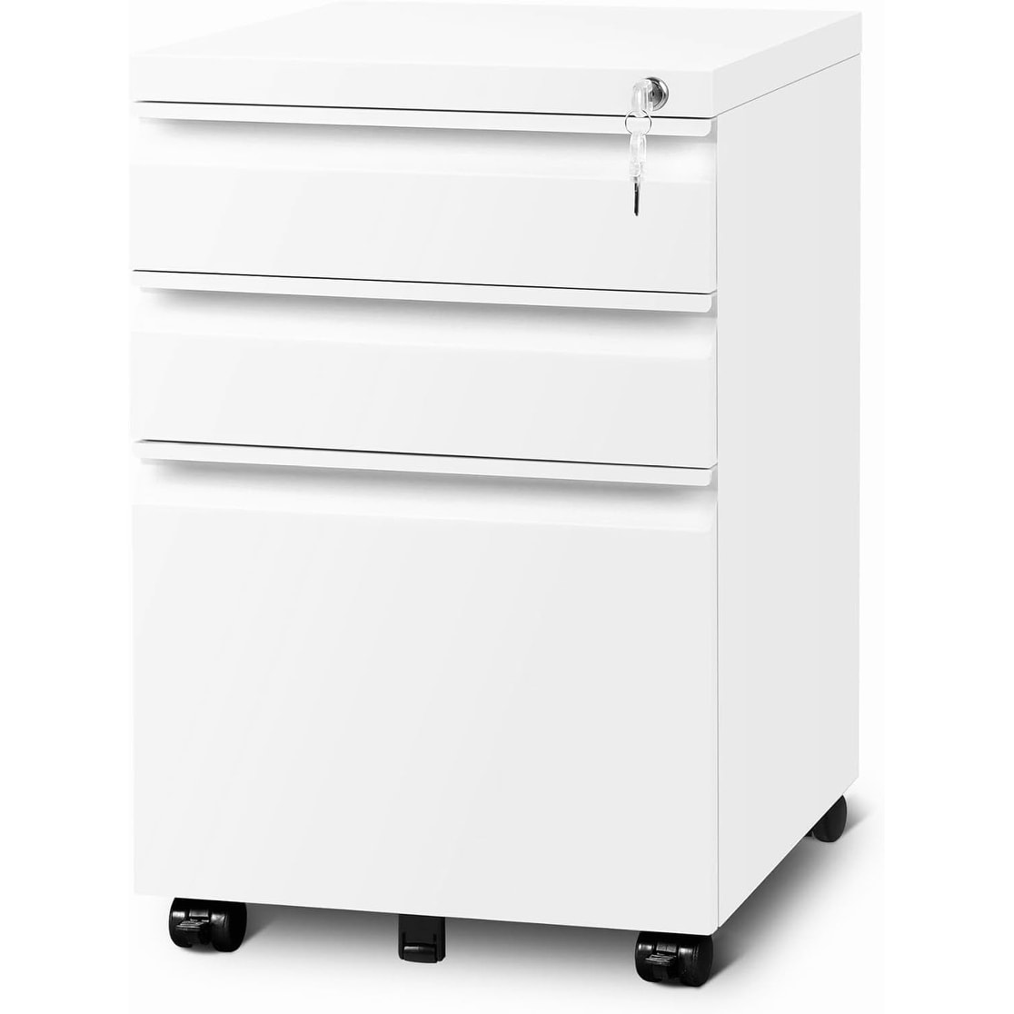 3-Drawer Mobile File Cabinet with Lock for Home Office Fits A4/Letter/Legal Size Matte