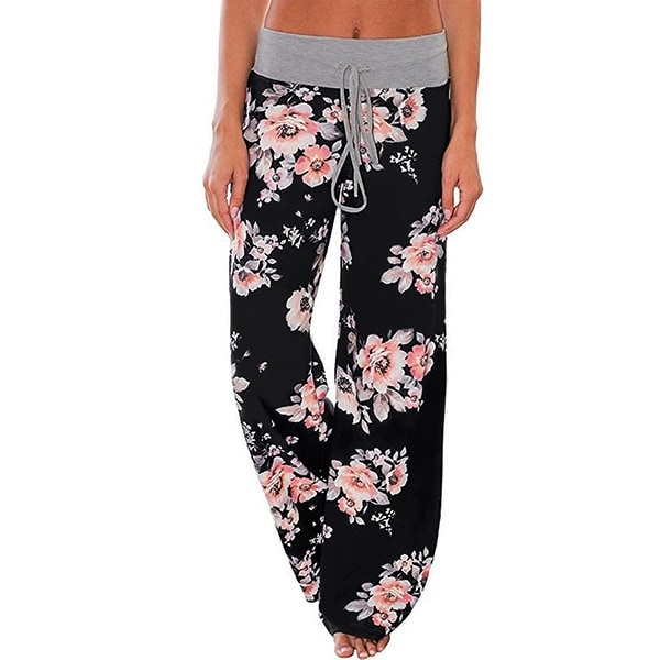 Women's Pajama Lounge Pants Floral Print Stretch Wide Leg Pants. Opens flyout.
