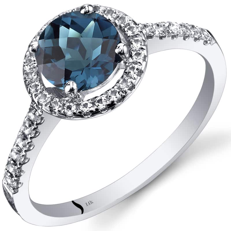 14k White Gold 1.59ct London Blue Topaz and White Topaz Ring