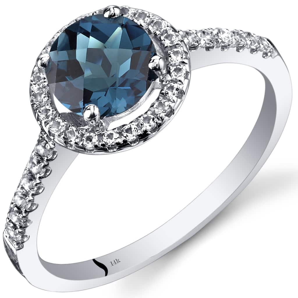 14k White Gold 1.59ct London Blue Topaz and White Topaz Ring
