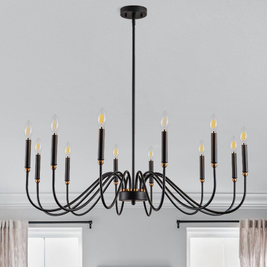 12-Light Candle Chandelier Dimmable Classic/ Traditional Chandelier for Living Room