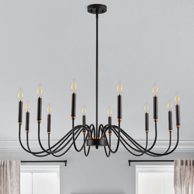 12-Light Candle Chandelier Dimmable Classic/ Traditional Chandelier for Living Room