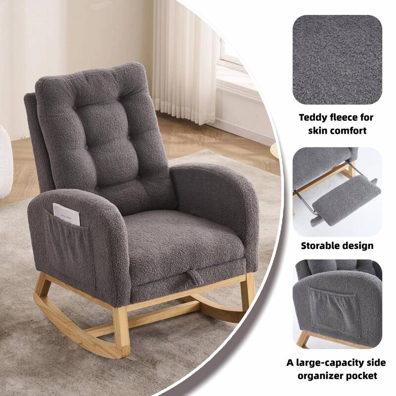 Nursery Rocking Chair - 39.76" Tall with Flip-Down Ottoman