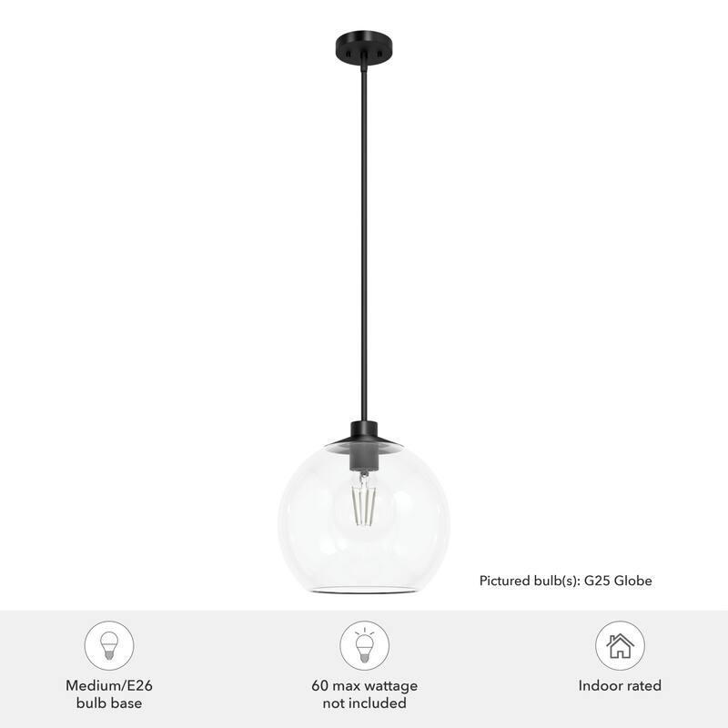 Hunter Xidane 1 Light Clear Glass Pendant or Semi-Flush Light - Kitchen Island, Dining Room, Entry - Glam, Contemporary