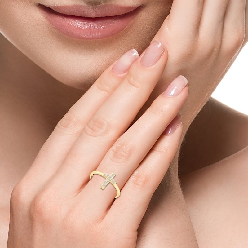 EFFY Gold over Silver Diamond Cross Ring