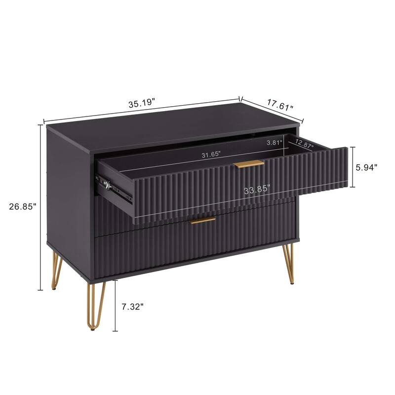 Manhattan Comfort 2-Piece Dumbo Modern Standard 3-Drawer Dresser Nightstand Set
