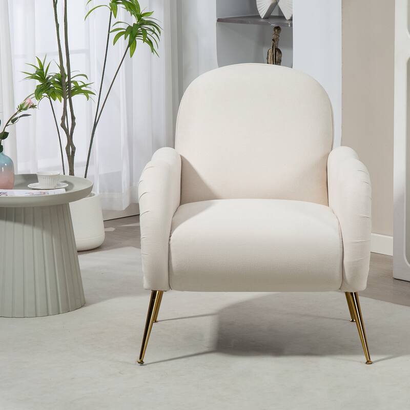 Fabric Armchair, Comfy Upholstered Single Sofa Chair with Metal Gold Legs, Modern Reading Chair for Living Room, Bedroom
