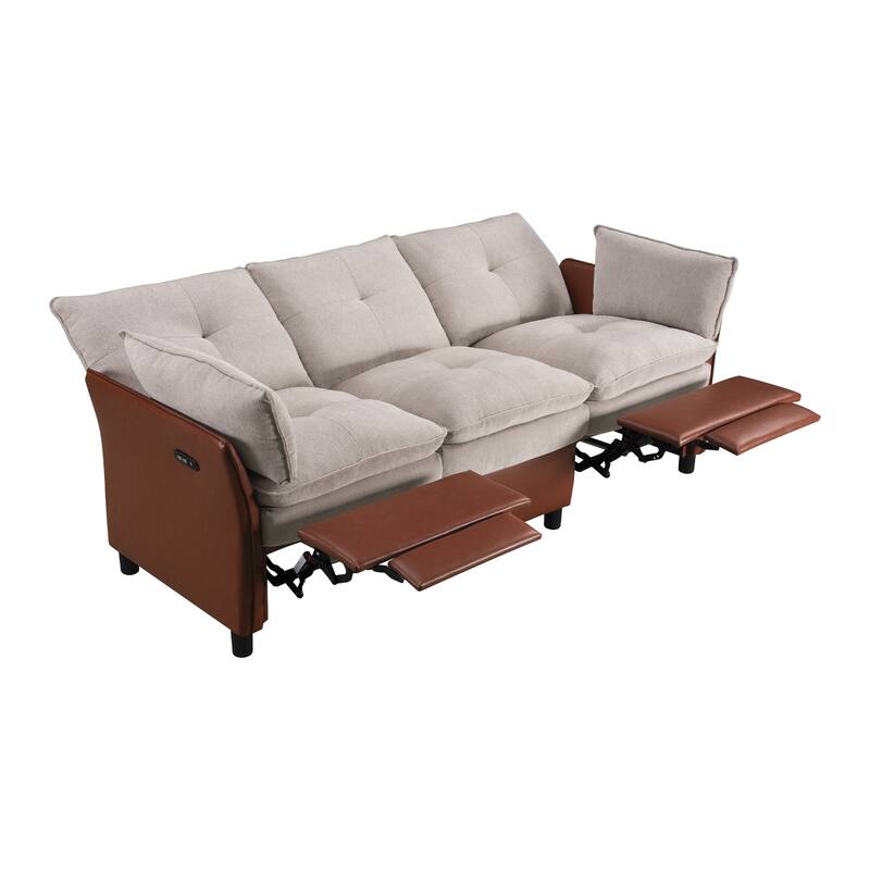 3 Seater Modern Soft Upholstered Power Reclining Sofa for Living Room