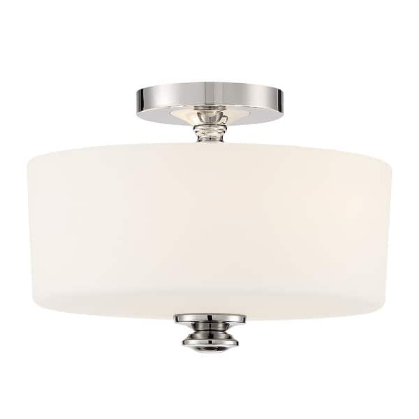 slide 2 of 4, Travis 2 Light Polished Nickel Ceiling Mount - 12.5'' W x 9.25'' H 12.5'' W x 9.25'' H