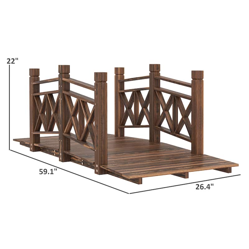 Garden Bridge Fir and Pine Outdoor Decorative Footbridge for Ponds Pathways and Landscaping