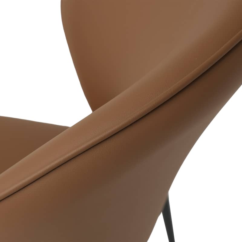 Mid-century Modern Dining Chairs, PU Leather Seat Cushion with Solid Wood Legs Set of 2