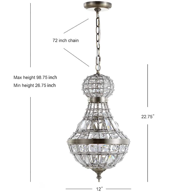 Tribeca 10" Crystal/Metal Empire LED Pendant, by JONATHAN Y