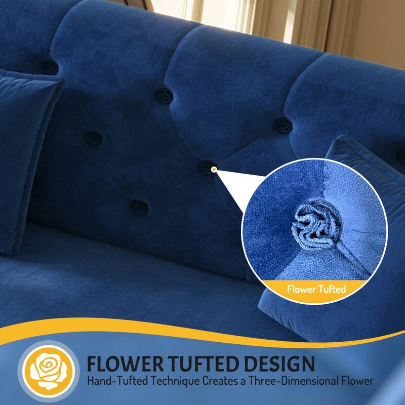 100" Oversize Pull-Out Sofa Bed, Convertible Sleeper Sofa, Velvet Loveseat Sofa, Tufted Sofa, Modern Sofa Couch with Flared Arms