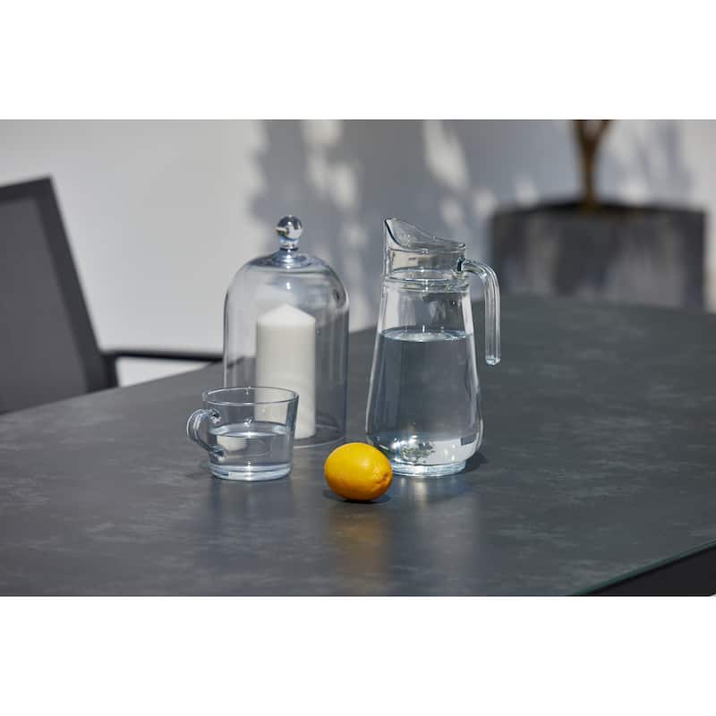 Campania Dark Grey 9-Piece Aluminum Outdoor Dining Set with Ceramic Glass Table Top - N/A
