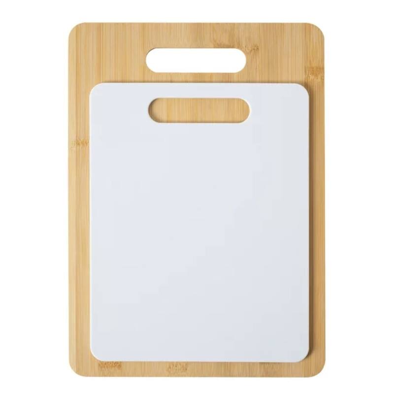Dura Living 2-Piece Bamboo and Poly Cutting Board Set - Eco-Friendly Bamboo & Durable Poly Chopping Boards - White