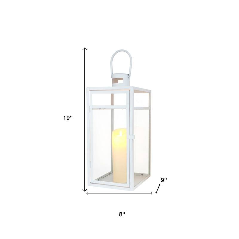 Set of Three Clear And White Glass And Stainless Steel Tabletop Lantern Candle Holders