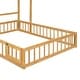 preview thumbnail 12 of 45, Full Size Wooden Floor Bed with Fence and Detachable Headboard for Kids