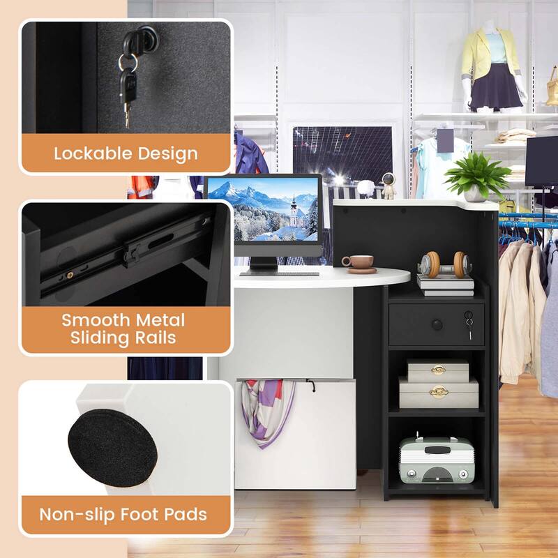 Costway Front Reception Counter Desk Checkout Office Desk with Open