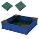 preview thumbnail 6 of 21, Large Kids Sandbox with Cover & Seats, HDPE Outdoor Sand Pit for Backyard Play, Ages 3+ - 48.5" x 48.5" x 12.5"