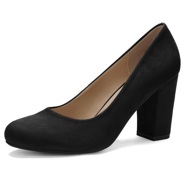 round toe heels black